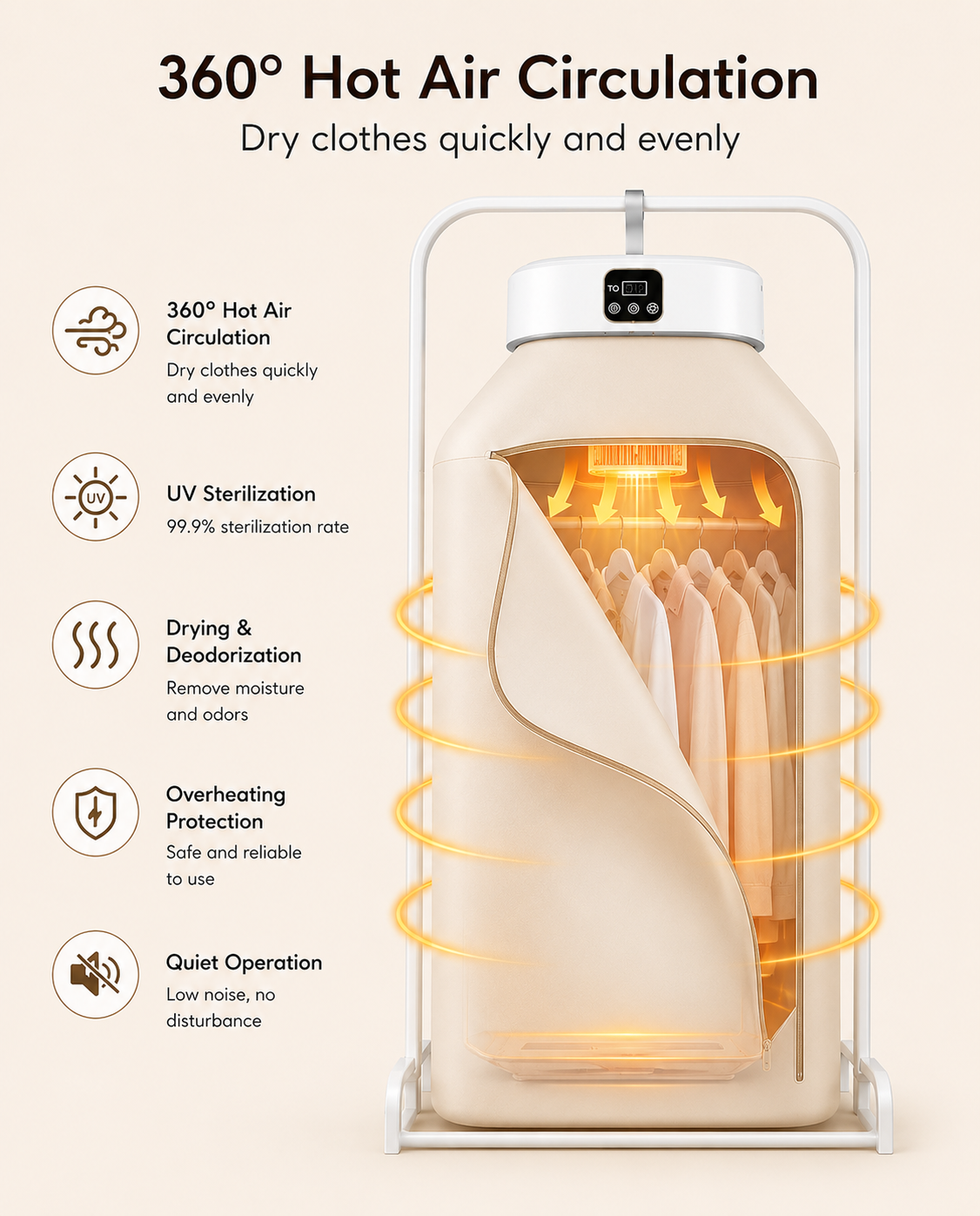 Electric Clothes Dryer — Portable Foldable Drying Cabinet with UV Sterilization