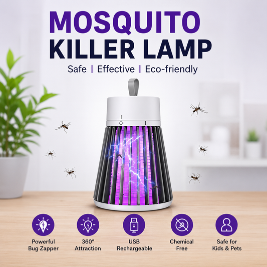 Electric Mosquito Killer Lamp – USB Rechargeable Bug Zapper with 360° UV Attraction