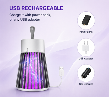Electric Mosquito Killer Lamp – USB Rechargeable Bug Zapper with 360° UV Attraction