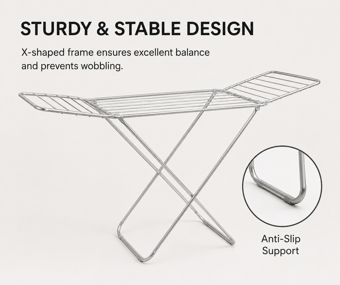 Foldable Cloth Drying Stand – Stainless Steel Clothes Dryer Rack | Space-Saving Laundry Organizer