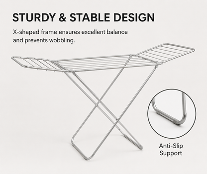 Foldable Cloth Drying Stand – Stainless Steel Clothes Dryer Rack | Space-Saving Laundry Organizer